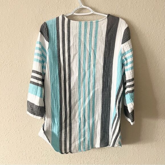 Habitat Clothes To Live In Top Gauze Top Blouse V Neck Size S Cotton - Picture 6 of 6